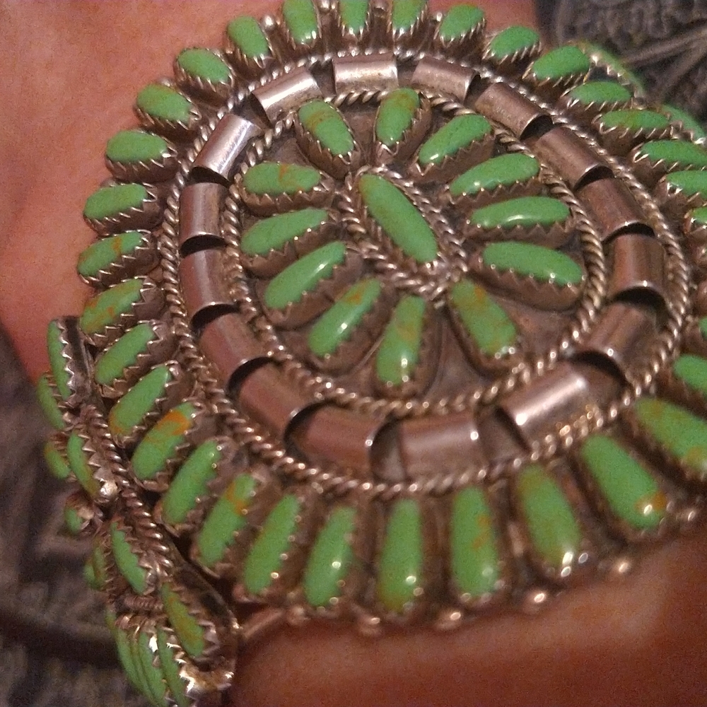 Zuni green turquoise cuff bracelet